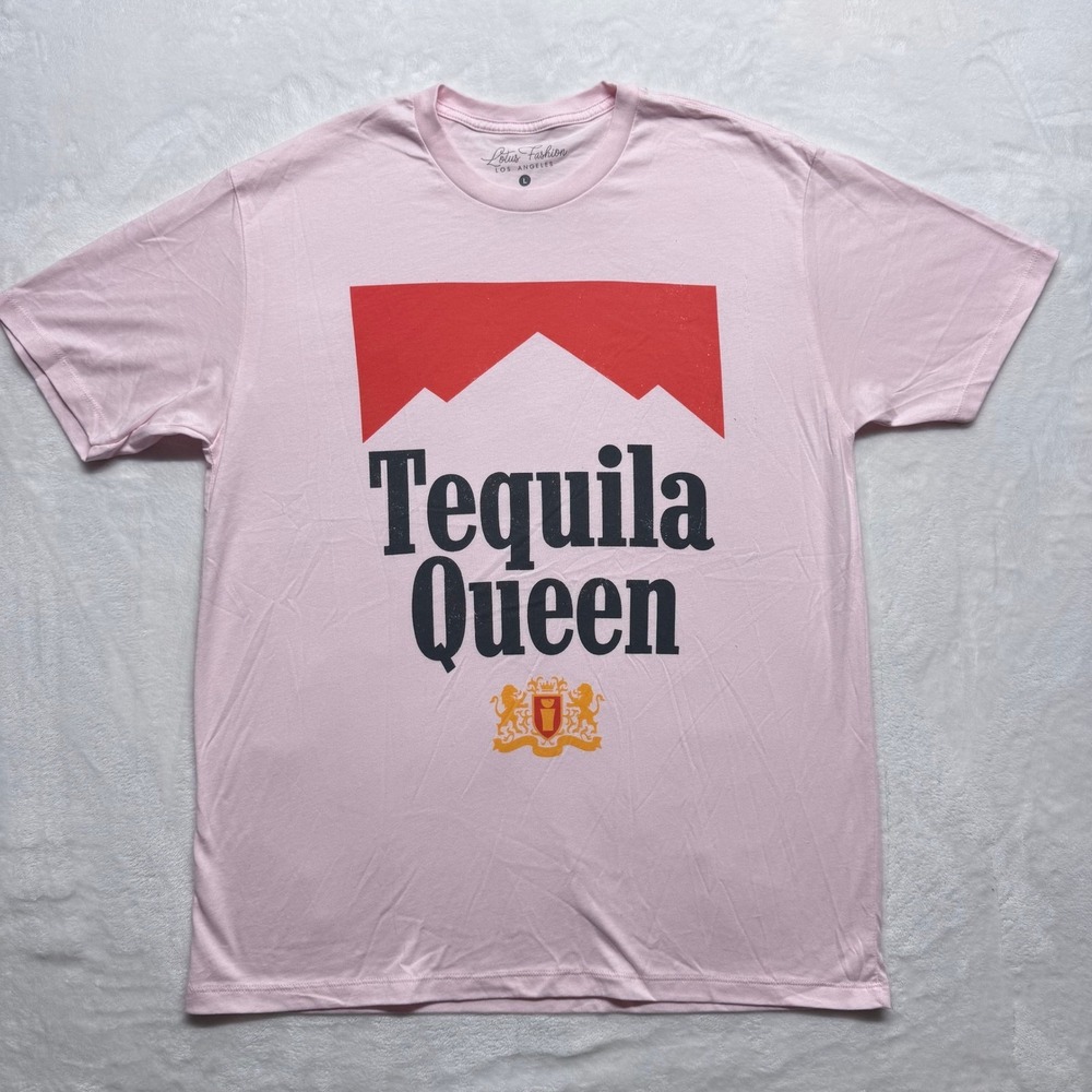 Tequila Queen Graphic T Shirt Pink Cotton Women's Size L‎